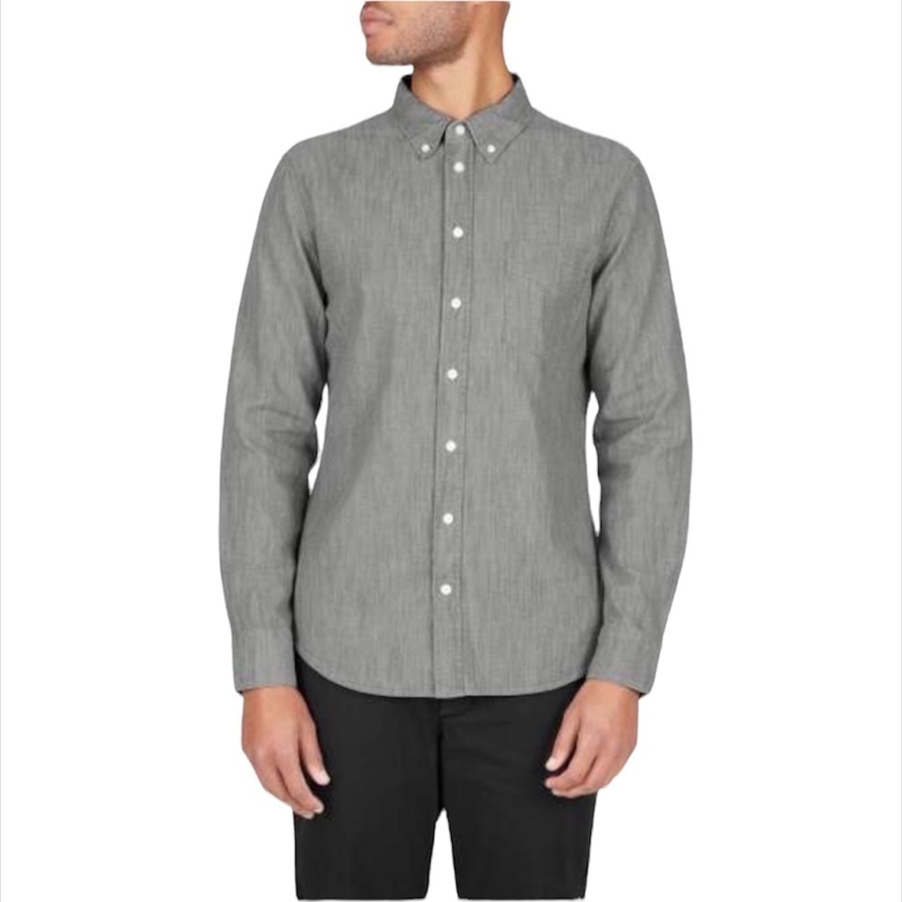 Everlane Men's Sz XS Grey Chambray button up shirt Casual Gray Wardrobe Staples